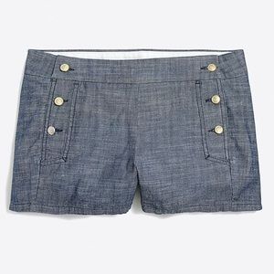 New J. CREW FACTORY 3” Chino Sailor Shorts Chambray Blue Sz 0